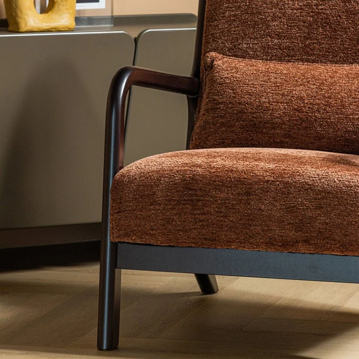 Sessel Mark - Chenille-Stoff Braun, Gestell Dunkelbraun – Bild 2