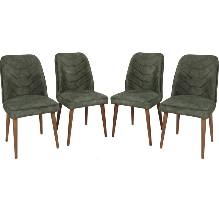 Skye Decor 'Dallas 558 V4' Stuhlset (4-teilig), Walnuss / Dunkelgrün, 50 x 90 x 49 cm