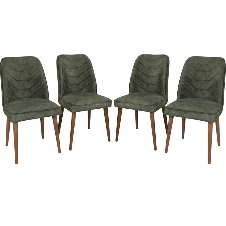 Skye Decor 'Dallas 558 V4' Stuhlset (4-teilig), Walnuss / Dunkelgrün, 50 x 90 x 49 cm – Bild 1