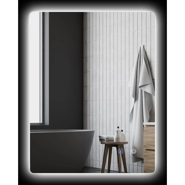 Badezimmerspiegel mit regulierbarer LED-Beleuchtung, Touch-Schaltern und Antibeschlagfunktion, 70 x 50 cm – Bild 2