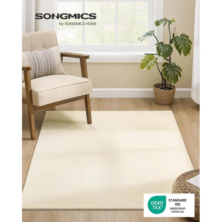 Teppich, 120 x 170 cm, Wohnzimmerteppich, rutschfest, maschinenwaschbar, modern, beige – Bild 4