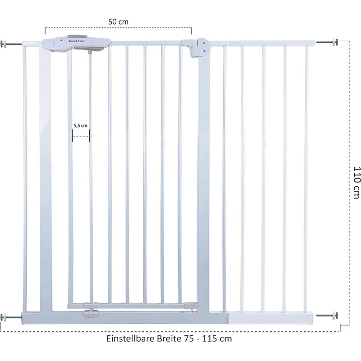 Absperrgitter Treppenschutzgitter weiß für 105-135cm Durchgang 110cm Hoch – Bild 3