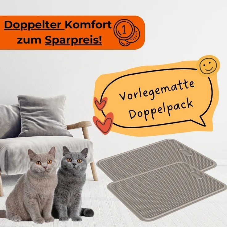 GarPet Katzentoilette 2er Set Katzenklo Matte Katzenstreu Katzentoilette Vorleger Grau – Bild 6