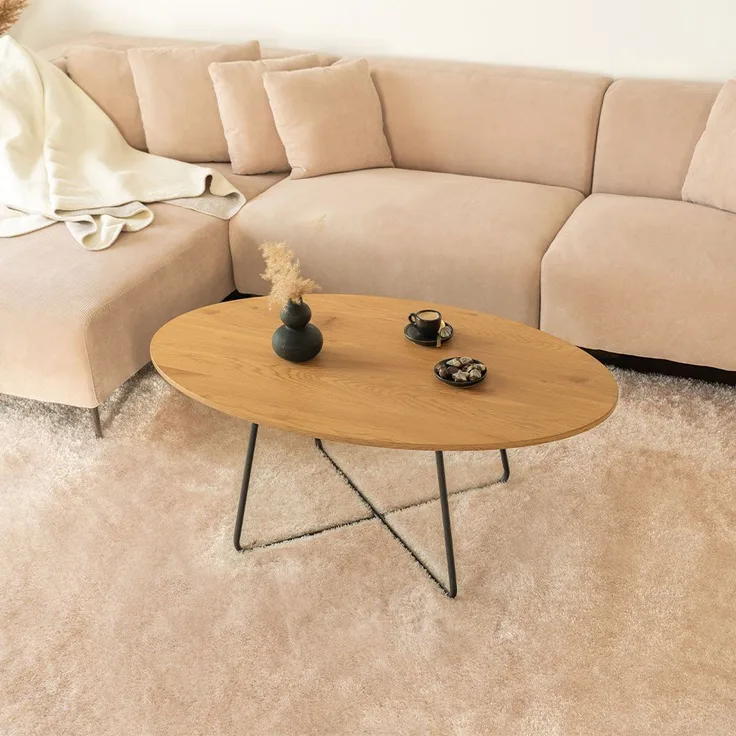 HOME DELUXE Couchtisch Oval NOVARIS - 110 x 66 cm Oiled Oak