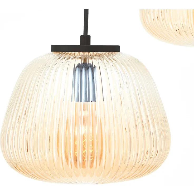 Brilliant Pendellampe Kaizen, 105 cm, bernstein, 3-flg., Glas