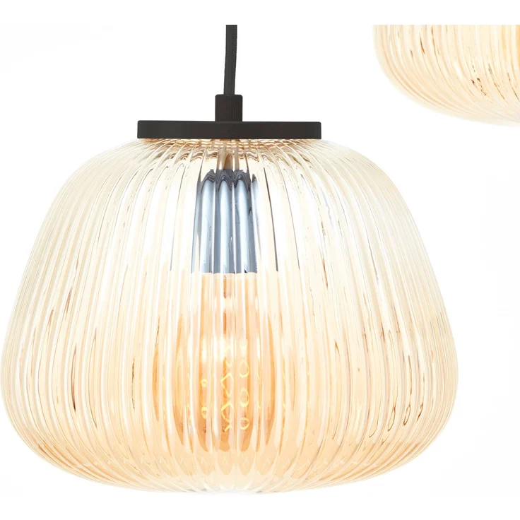 Brilliant Pendellampe Kaizen, 105 cm, bernstein, 3-flg., Glas