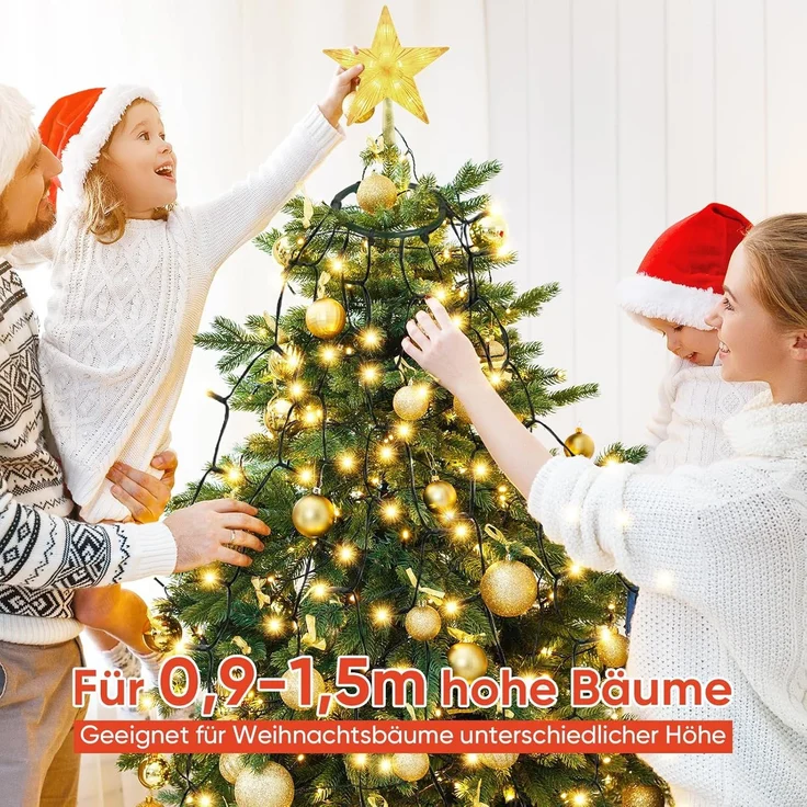 SALCAR 1,5m Weihnachtsbaum Lichterkette mit Ring – Bild 6