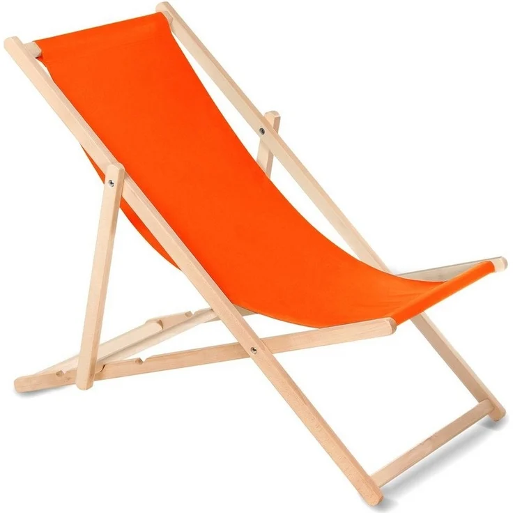 GreenBlue Liegestuhl Sonnenliege Klappbar aus Buchholz ohne Armlehne Sonnenliege Gartenliege Liege (Orange) – Bild 3