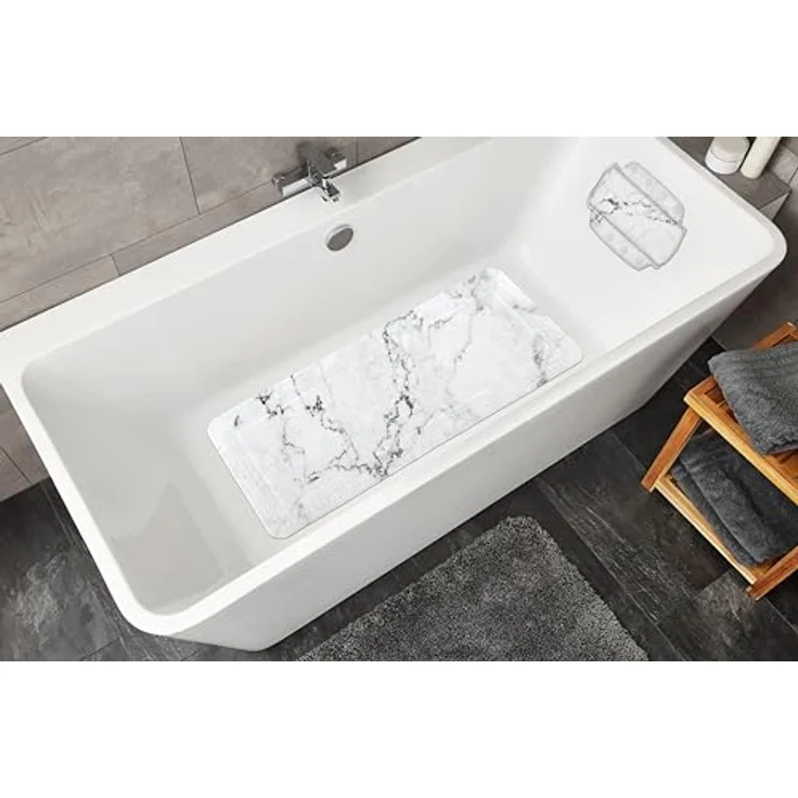 Kleine Wolke Wanneneinlage Marble Anthrazit, rutschhemmend, 36 x 92 cm, pflegeleichtes PVC mit starken Saugnäpfen – Bild 4