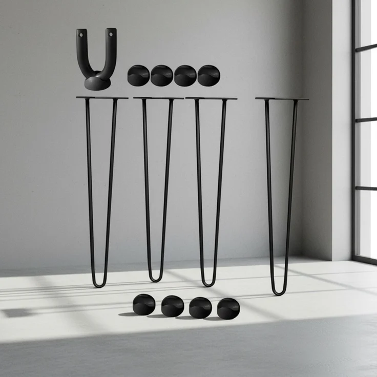 Tischbeine 4x Hairpin 71 cm Haarnadelbeine Schwarz Gestell Möbelfüße Tischkufen – Bild 7