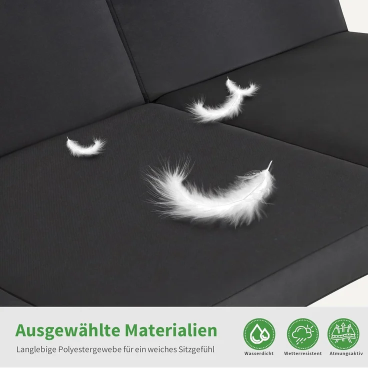 M MCombo 3-Sitzer Hollywoodschaukel mit Liegefunktion, Verstellbarem Sonnendach & Getränkehalter, Gartenschaukel bis 360kg Belastbar Schaukelbank Outdoor Wetterfest, 4093 (dunkgelgrau) – Bild 8