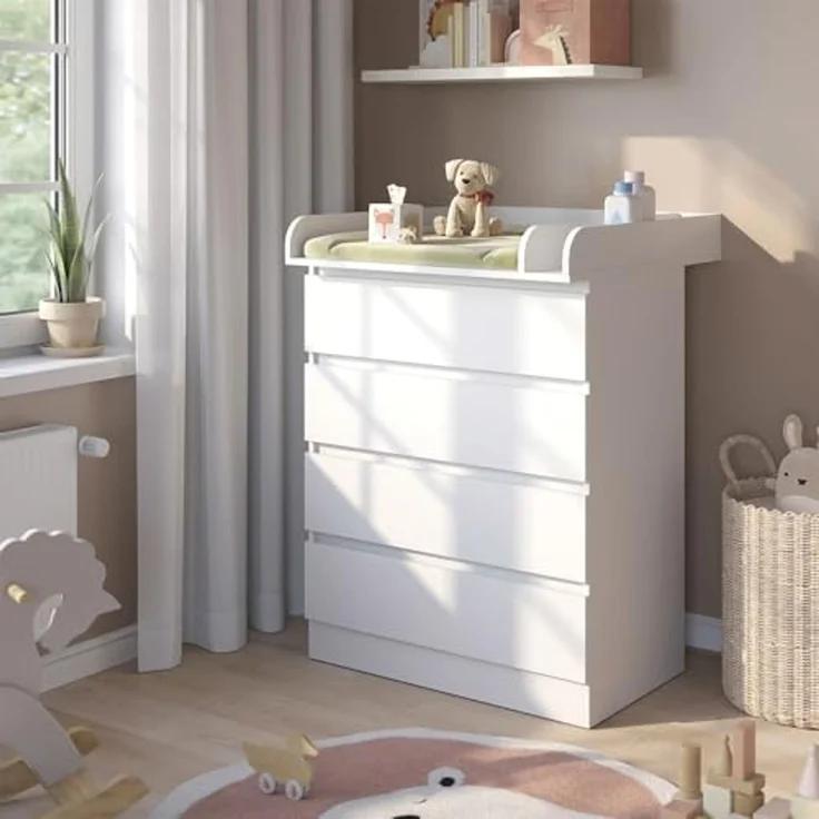 Wickelkommode Emmi Weiß 80x111.6 cm mit 4 Schubladen Vitalispa – Bild 1
