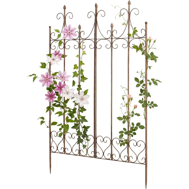 Rankgitter KALLE - 100x2x150cm, Metall, Antik-Braun | Rankhilfe Kletterpflanzen Gartendekoration – Bild 4