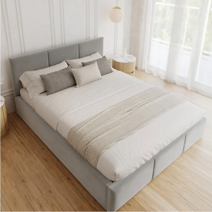 FDM Polsterbett BELORA modern mit Bettkasten MADE IN EU - mit Trinity Velours Bezug (verfügbar 90x200 120x200 140x200 160x200 180x200cm, Bettrahmen, Bett, mit großen gepolsterten Kopfteil, mit Bettkasten zum aufklappen), Hebbarer Metallrahmen, Bettkast... – Bild 5