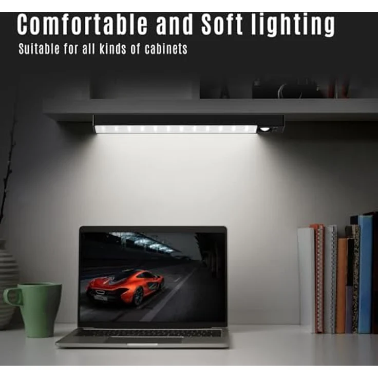 LQWELL LED Unterbauleuchte mit Bewegungsmelder, Dimmbar, Akku, USB-C Wiederaufladbar Schranklicht, LED fest integriert, Treppenlicht Nachttischlampe 22,5 cm, 1500 mAh, für Küche, Kleiderschrank, Schlafzimmer – Bild 6