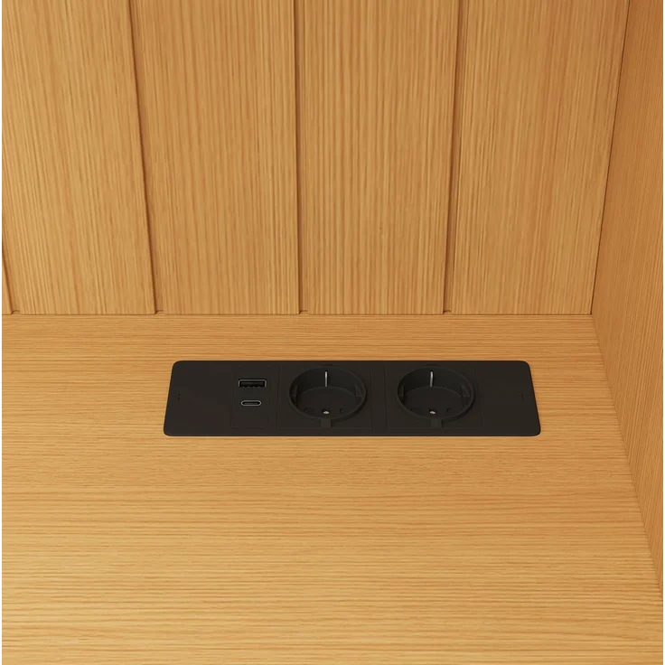 Buffetschrank mit Glastüren, Gläserhalter & USB-Anschluss, 120x40x191 cm, Naturholz – Bild 9