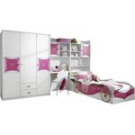 Rauch Möbel Kate Kinderzimmer Mädchenzimmer, Weiß / Motiv Prinzessin, Rosa, Gold, Set bestehend aus Kleiderschrank, Bett, Schreibtisch- und Bettschrank, Gesamtmaße BxHxT 326 x 199 x 238 cm