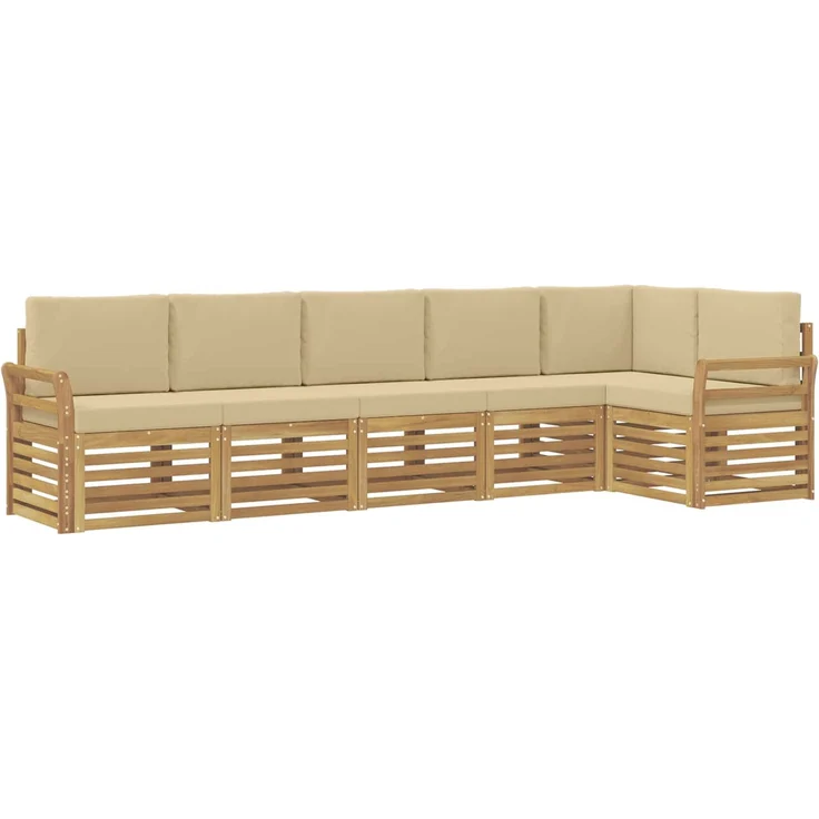 vidaXL Outdoor-Sofagarnitur 6 stk. 6-Sitzer Weiß und Beige Polyester 3391918 – Bild 2
