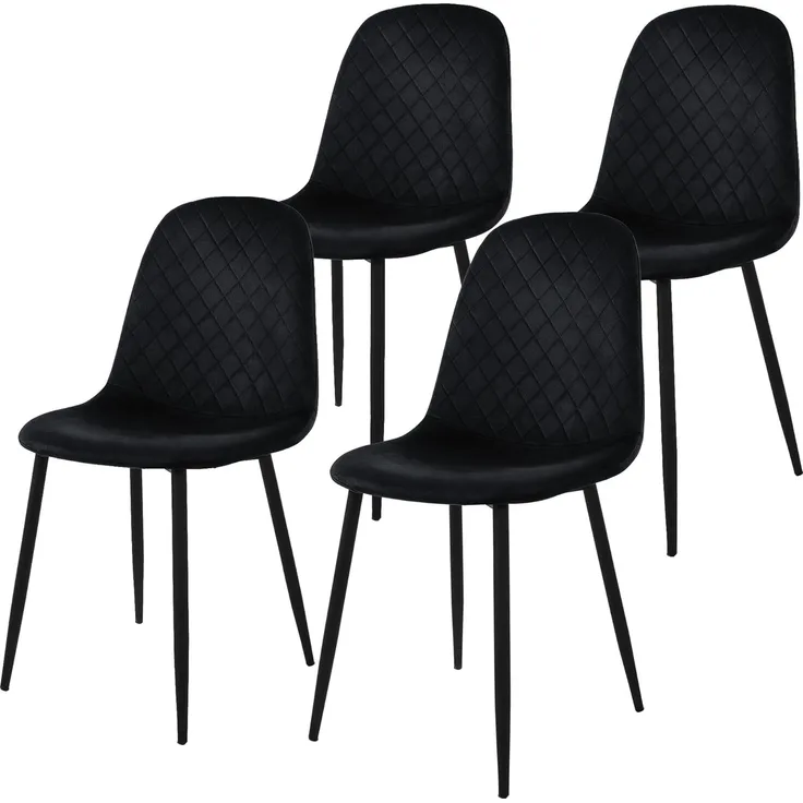 ML-DESIGN Stuhl Esszimmerstuhl mit Rückenlehne, Polsterstuhl mit Metallbeinen (4 St), Wohnzimmerstuhl ergonomisch Schwarz mit Samtbezug Küchenstuhl