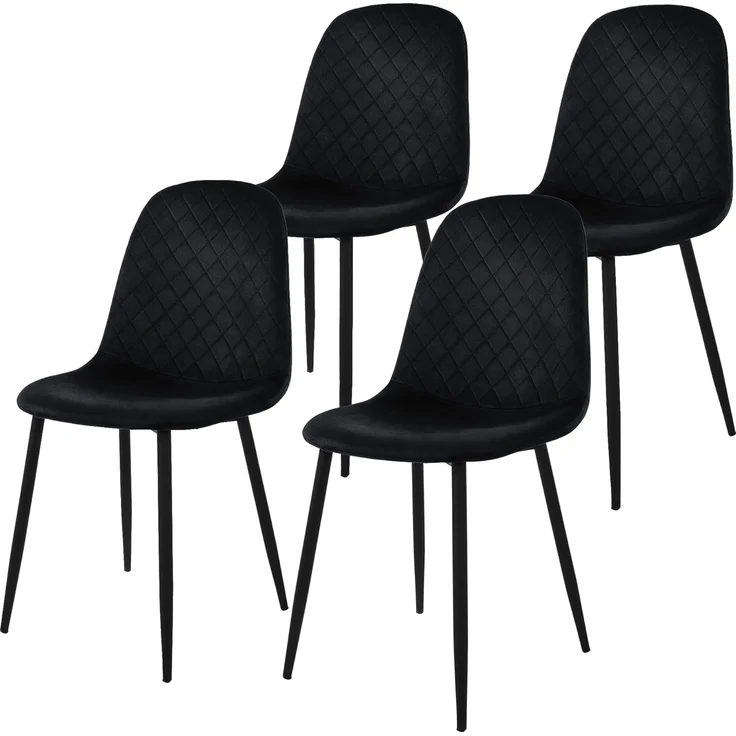 ML-DESIGN Stuhl Esszimmerstuhl mit Rückenlehne, Polsterstuhl mit Metallbeinen (4 St), Wohnzimmerstuhl ergonomisch Schwarz mit Samtbezug Küchenstuhl