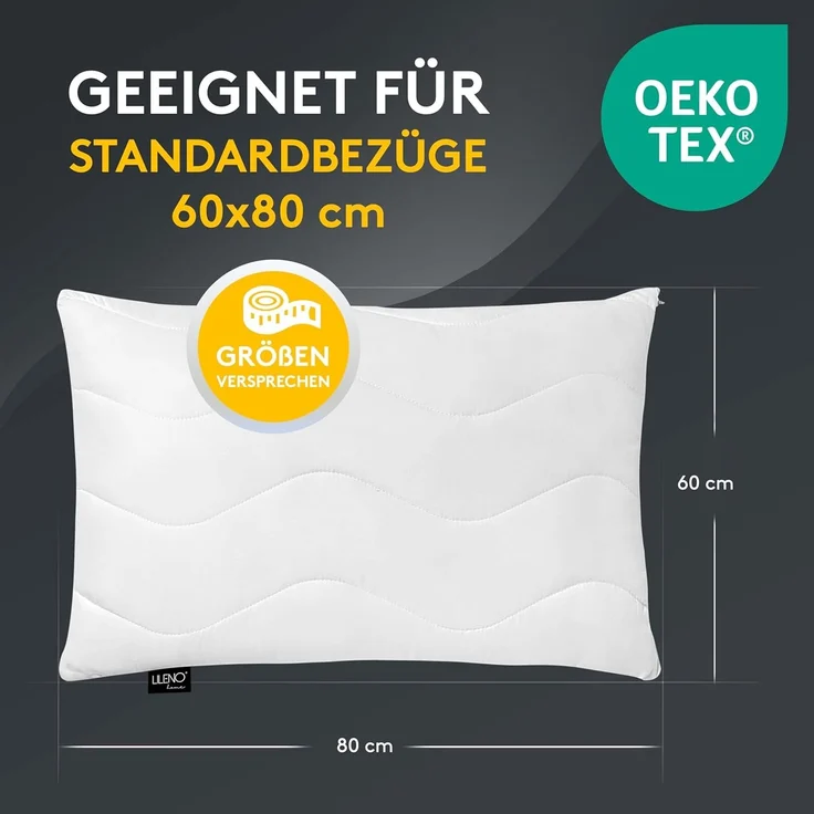 LILENO HOME Kissen 60x80 (4er Set) – 95 °C waschbar, Oeko-Tex & Made in DE – Allergiker Kopfkissen 60x80 anpassbar für himmlischen Schlaf – Haut schmeichelndes & geruchsfreies Pillow – Bild 5