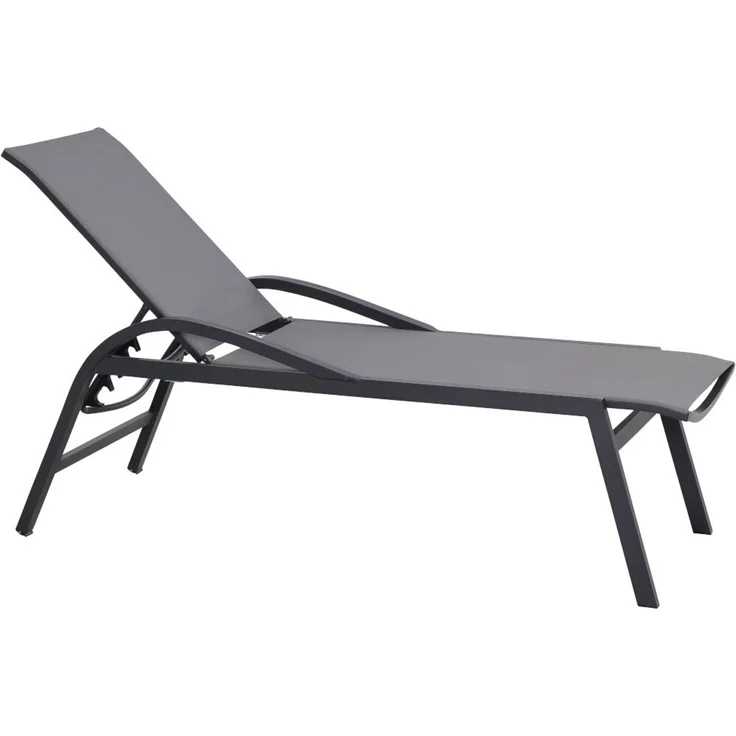 Siena Garden Milos Rollliege Aluminium anthrazit mit Textilbezug schwarz-silber H16694 Sonnenliege – Bild 6