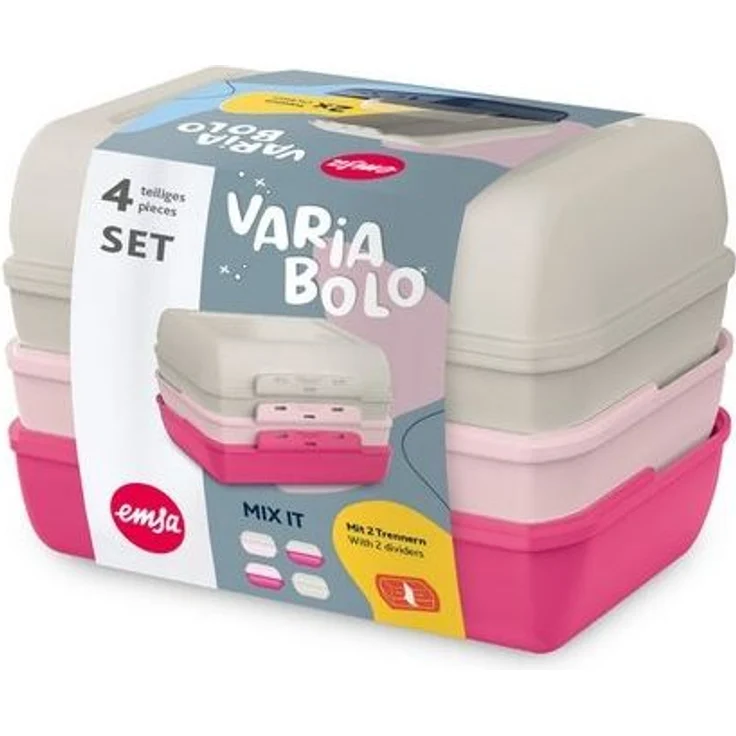 Emsa Lunchbox Variabolo, Polyprophylen (PP), (Set, 4-tlg), platzsparend, verschiedene Farbkombinationen, spülmaschinenfest – Bild 2
