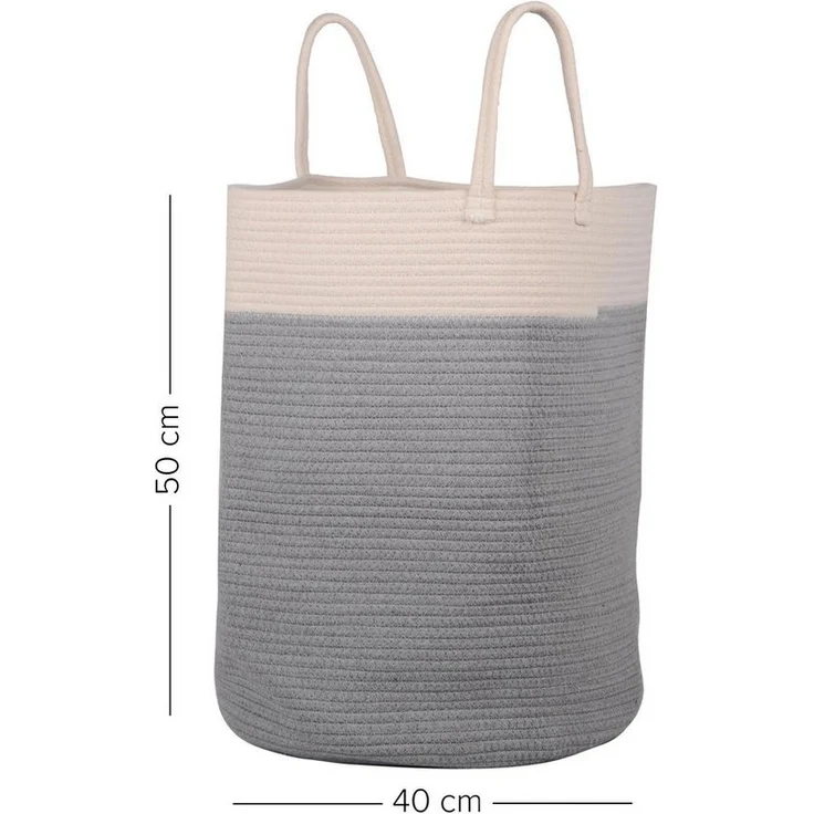 UNUS HOME Aufbewahrungskorb Wäschekorb Spielzeugkorb Deckenkorb (1 St, 50 cm hoch Ø 40 cm), Aufbewahrungskorb Wäschesammler aus Baumwollseil – Bild 2