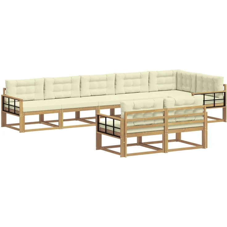 vidaXL Outdoor-Sofagarnitur 6 stk. 8-Sitzer Weiß und Creme Polyester 3386629 – Bild 2