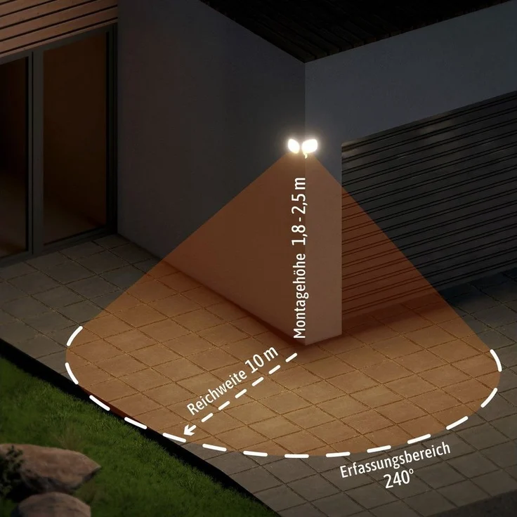 SSC-LUXon LED Außen-Wandleuchte NORSU weiße LED Außenleuchte Bewegungsmelder IP65 neutralweiß 230V, Neutralweiß – Bild 3