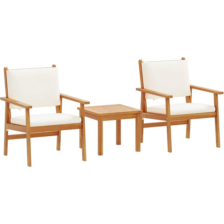 vidaXL Gartensofa-set 3 pcs Cremeweiß Massivholz Akazie 4106577 – Bild 1