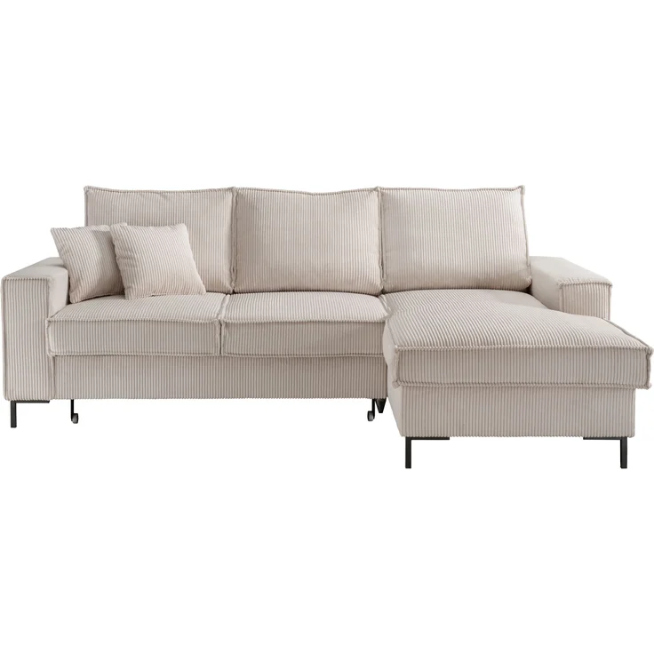 Polsterecke >Rube< Schlaffunktion, Stauraum, Cord beige - 240x92x150cm (BxHxT) – Bild 1