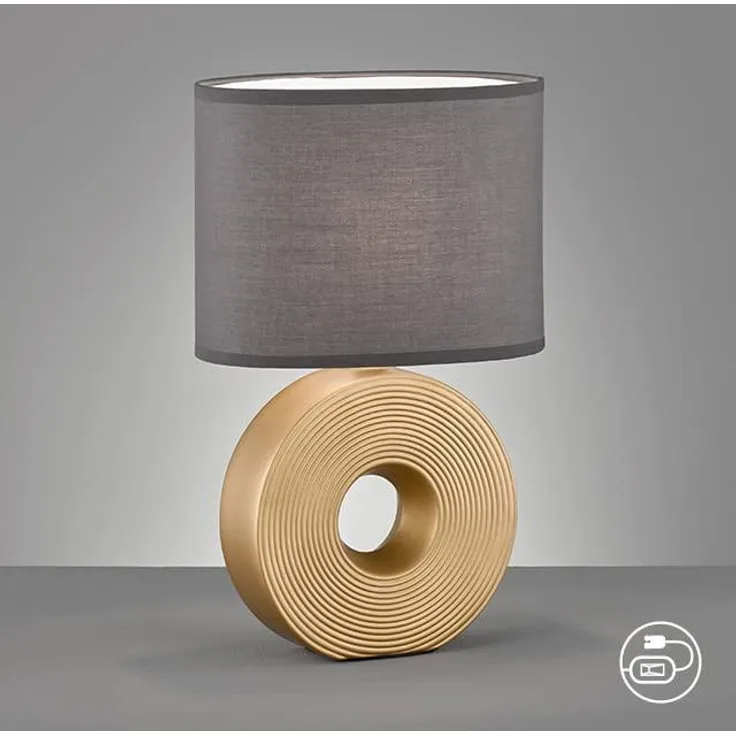 Tischleuchte Eye - Gold matt / Stoffschirm anthrazit - 23x38 cm