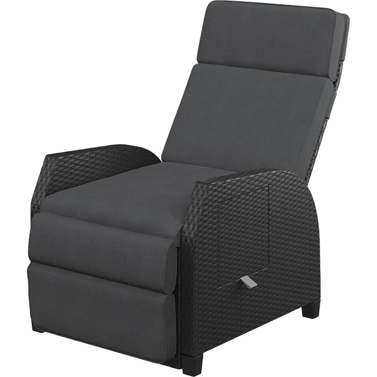 STEELSØN 'Caelum' Polyrattan Sessel mit Liegefunktion, schwarz, verstellbare Rückenlehne, inkl. Polster, Ausklapptisch, wetterfest, 2er Set – Bild 11
