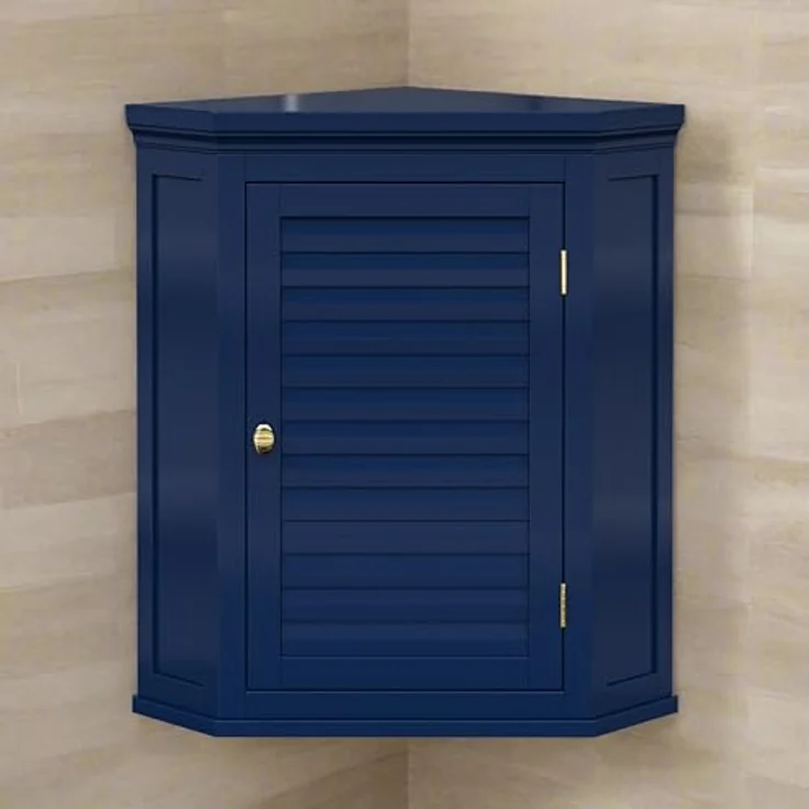 Elegant Home Fashions Glancy Eck Wandschrank abnehmbar Navy Lamellentür – Bild 9