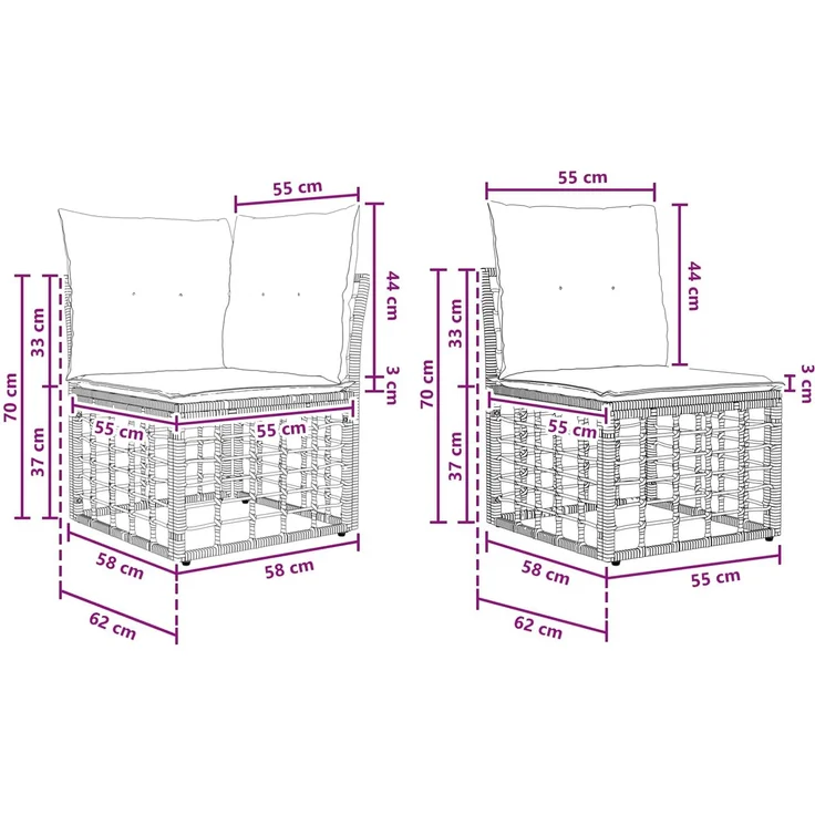vidaXL Gartensofa-set 6 Stk. Schwarz Poly-Rattan 3437471 – Bild 8