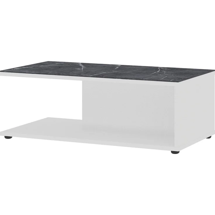 Germania Couchtisch 1495-585 GW-California, in Weiß/Marmor-Nb, mit Dualkante, 109 x 39 x 59 cm (BxHxT) – Bild 2