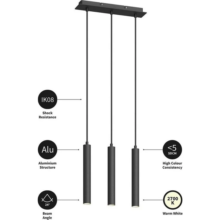 Arcchio Hängeleuchte Franka, 3 x 4 W LED, warmweiß – Bild 3