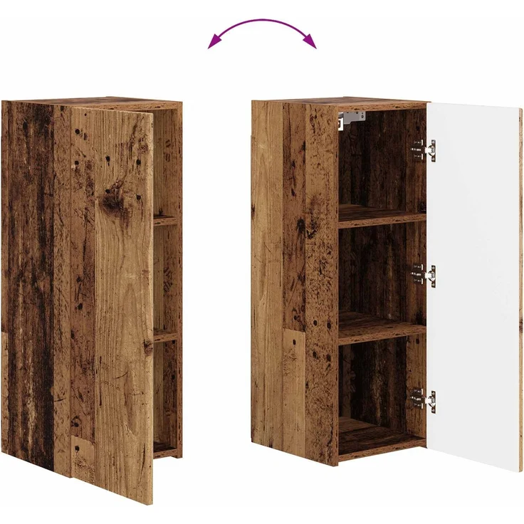 vidaXL TV-Wandregal-Set Wandmontiert 4 pcs Altholz Holzwerkstoff 3408923 – Bild 11