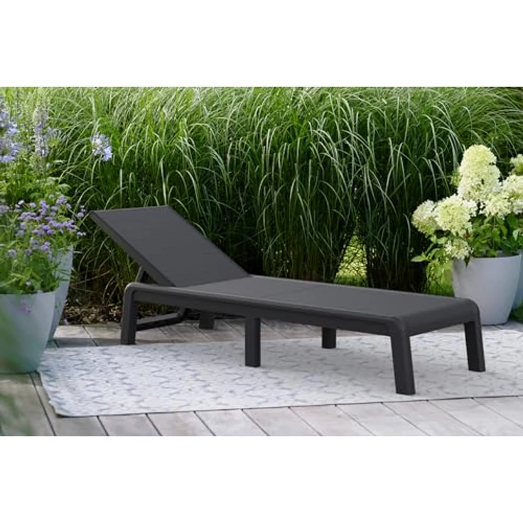 Keter Palma Sonnenliege für den Garten mit 4-Fach Verstellbarer Rücklehne, klappbare Gartenliege, grau, 187 x 58 x 29 cm, pflegeleicht, wetterfest und uv-beständig – Bild 3