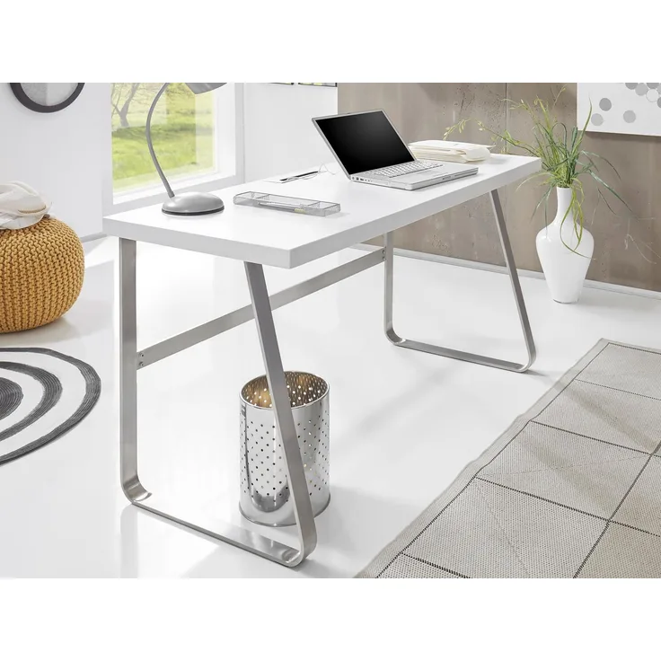 Schreibtisch >Boise< in Weiß/Matt aus Metall - 140x75x60cm (BxHxT)