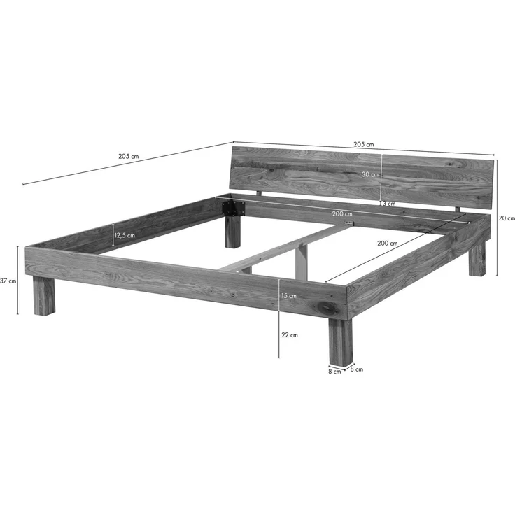 Bett Wildeiche 200 x 200 x 70 natur geölt TomMe #107 – Bild 8