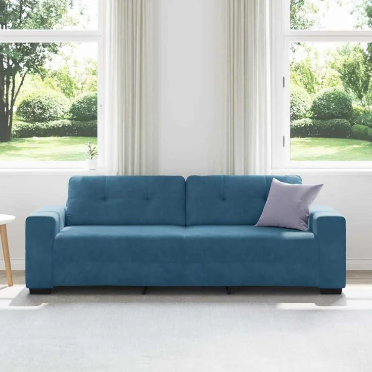vidaXL 3-Sitzer-Sofa Blau 220 cm Samt 4105143 – Bild 2