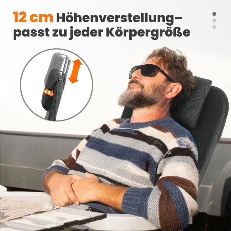 HOMECALL Klappstuhl Hochlehner Campingstuhl Gartenstuhl Gepolstert Faltstuhl Balkonstuhl (150 KG Belastbar Erstellbare Kopfstutze Anglerstuhl,Groß und Hoch, 1 St), mit 6-Fach Verstellbare lehne, für Camp Garten Balkon – Bild 3