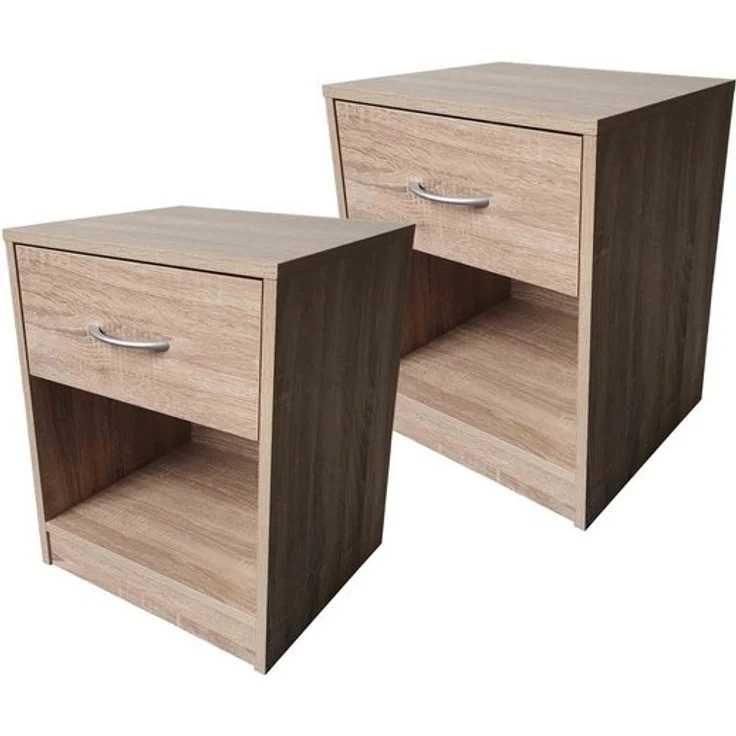 HTI-Living Nachtschrank Nachtschrank 2er Set Nina Sonoma (Set, 2-St, 2 Nachtschränke) Nachttisch Nachtkommode Nachtkonsole – Bild 3