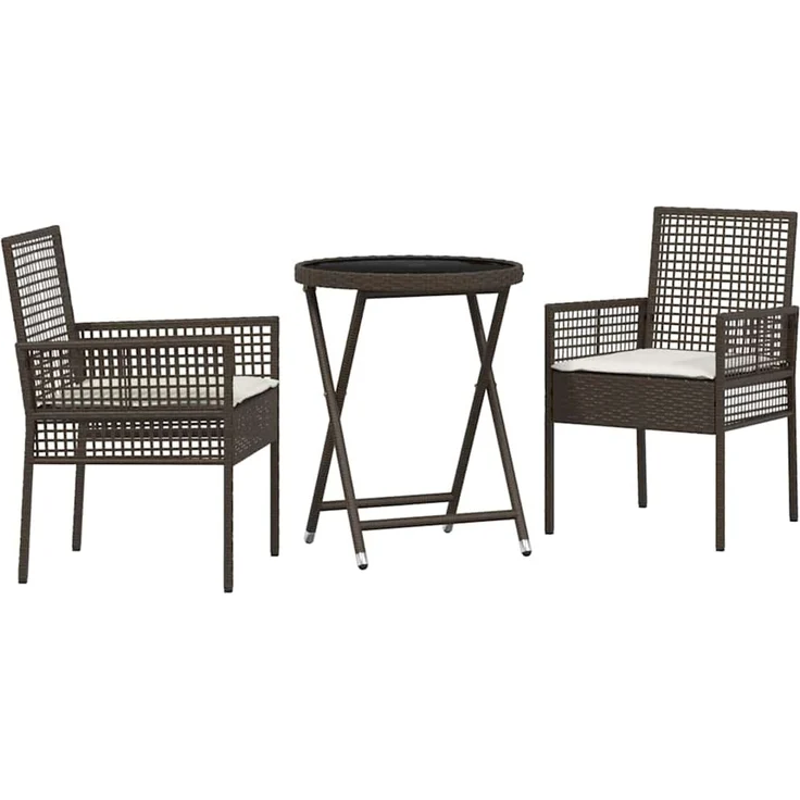 vidaXL Garten Bistro Set 3 pcs Braun Poly-Rattan 3334963 – Bild 1