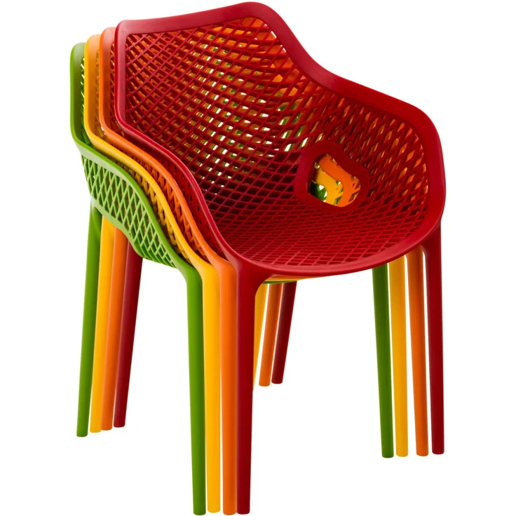 CLP Gartenstuhl Air XL 2er Set - Modernes Design, Kunststoff, Wetterfest, Stapelbar,rot – Bild 7