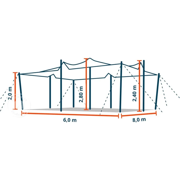 TOOLPORT 6x8 m Stretchzelt, inkl. Stahlpfosten-Set, Sand – Bild 9