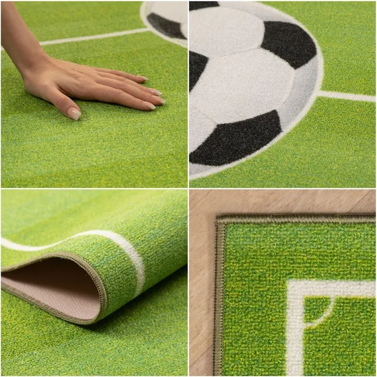 SIMPEX24 Teppich Fußballstadion, Rechteckig, Höhe: 7 mm, Kinderteppich Fußballstadion Teppich Kinderzimmer Rutschfest Waschbar