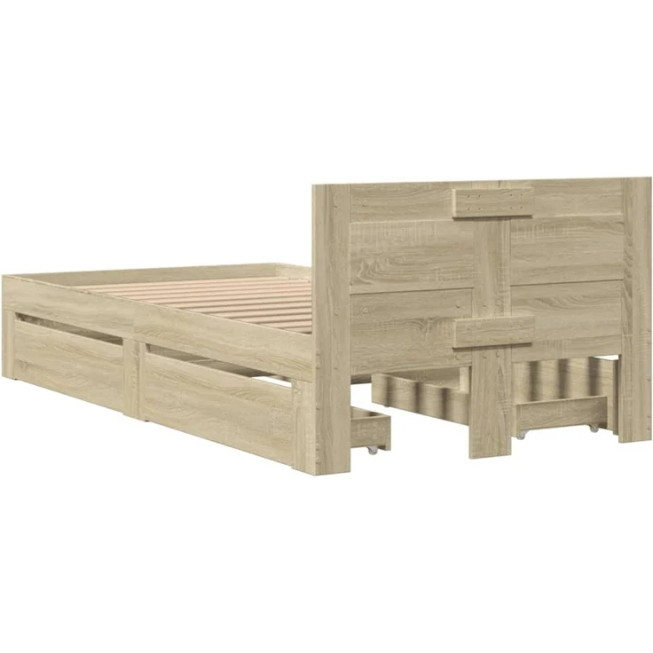 vidaXL Bettgestell mit Kopfteil Sonoma-Eiche 90x200 cm Holzwerkstoff 3295585 – Bild 6
